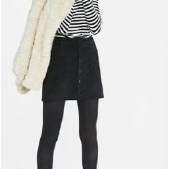 Express Button Front Faux Suede Mini Skirt. - Picture 2 of 5